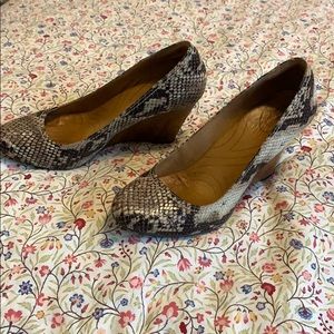 Clarks snakeskin wedge leather heels